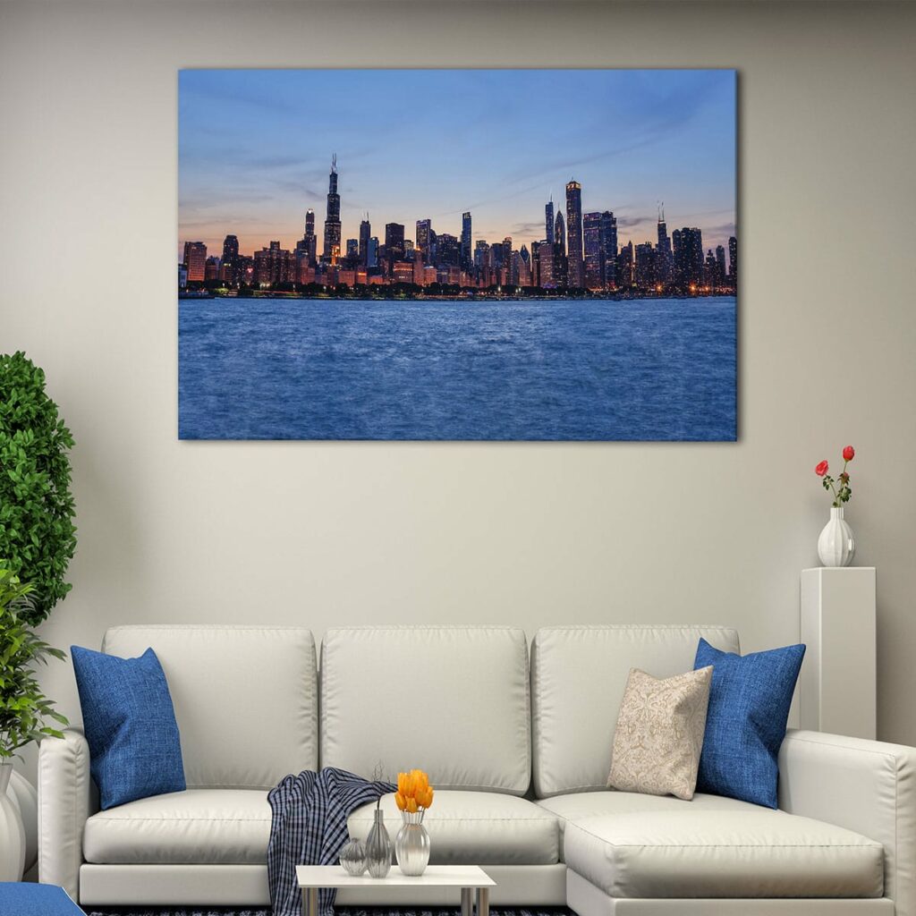 Chicago Skyline Canvas Wall Art | Chicago Seaside Print - Canvas Art Bay