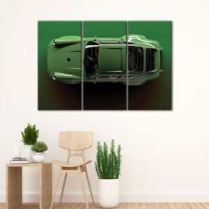 3 panels green porshe 911 canvas art