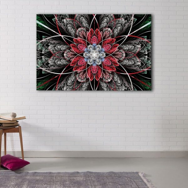 1 panels red fractal canvas art