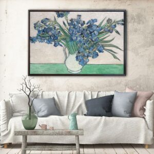 Irises vase van gogh floating frame canvas