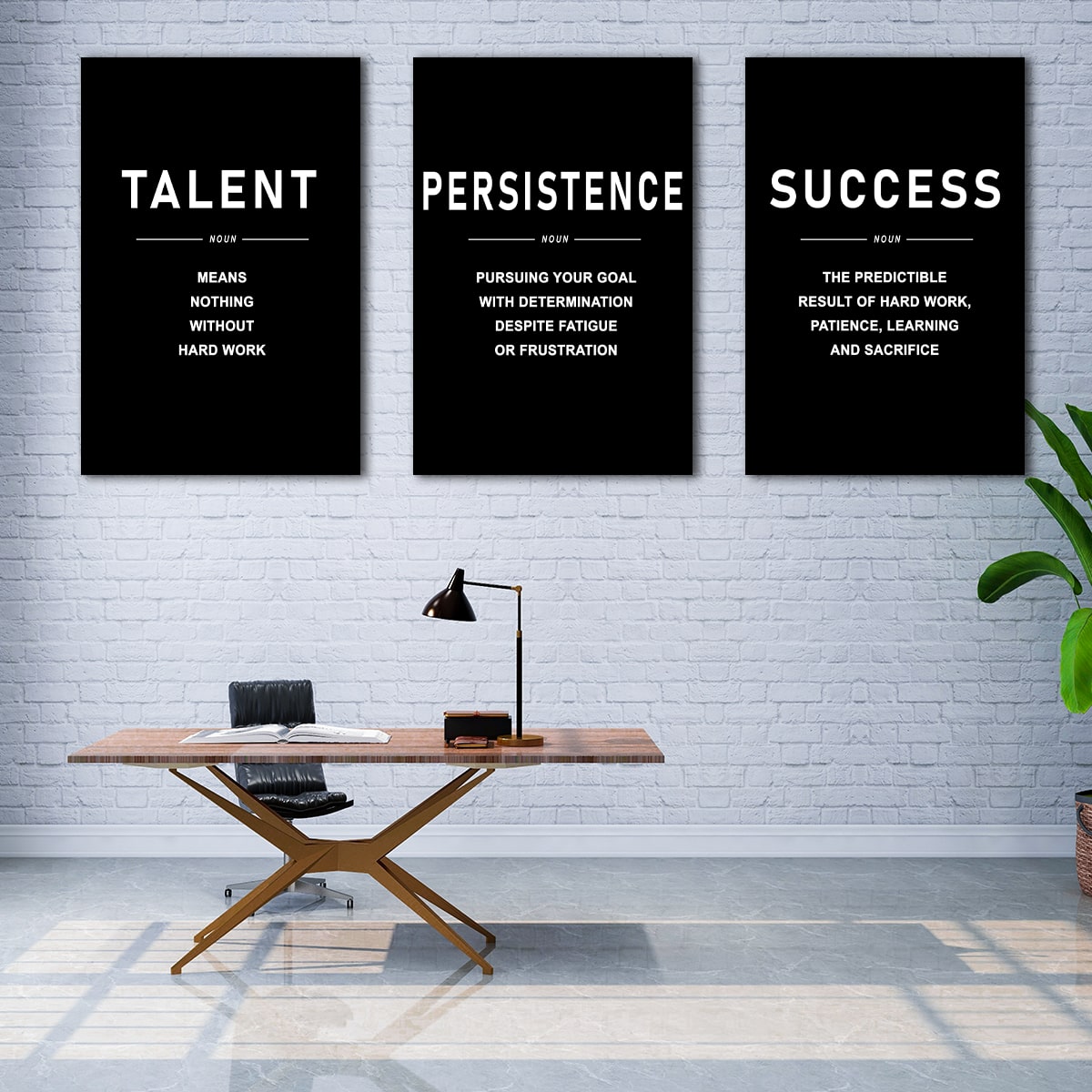 Success Motivation Quote Canvas Art | Talent Persistence Success Print