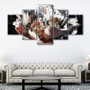 5 panels peony abstract canvas art