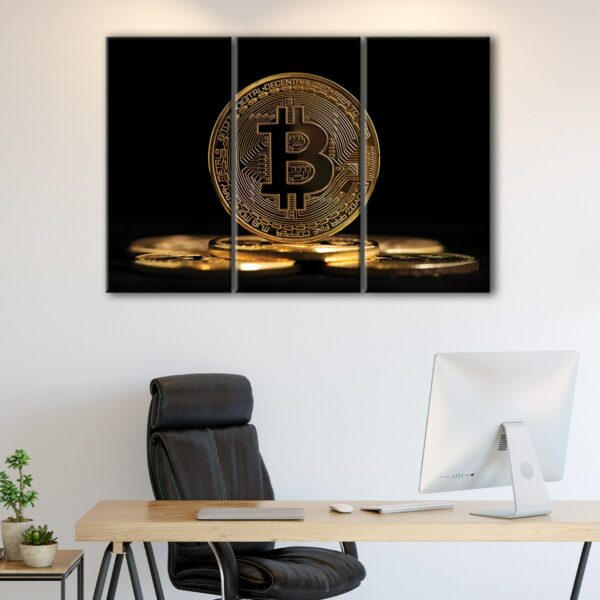 3 panels bitcoin cryptocurrency canvas art