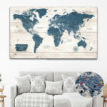 Rustic push pin world map featured
