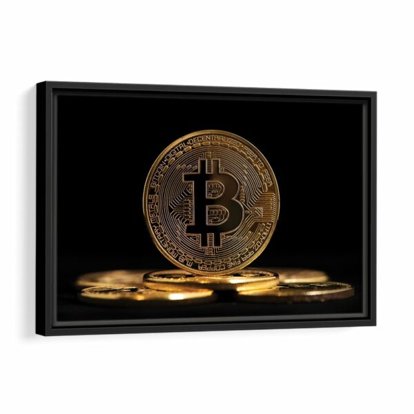 bitcoin cryptocurrency framed canvas black frame