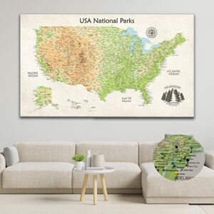 national parks push pin usa map featured
