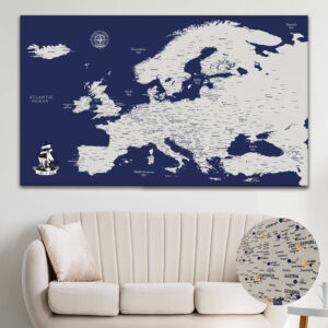 Navy Blue push pin europe map featured