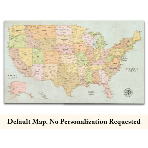 Classic push pin USA map no quote