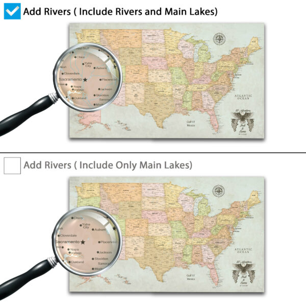 Rivers Classic Push Pin USA Map