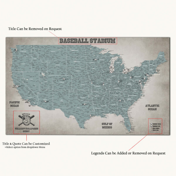 Baseball usa map detailed