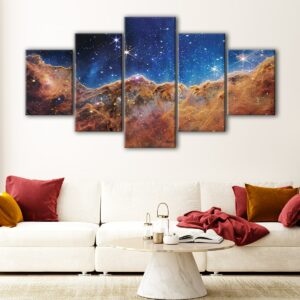 5 panels nasa galaxy canvas art