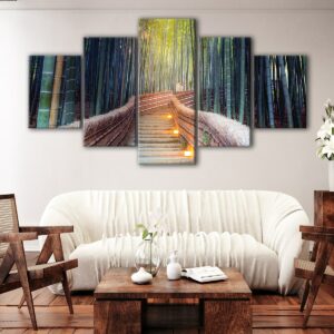 5 panels bamboo forest canvas art