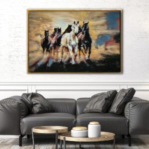 arabian horses floating frame canvas