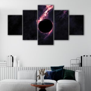 5 panels solar eclipse canvas art