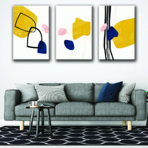 blue and yellow boho canvas art