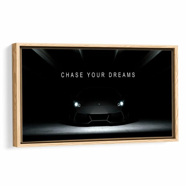 chase your dreams lambo framed canvas natural beige