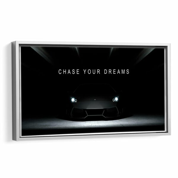 chase your dreams lambo framed canvas white frame
