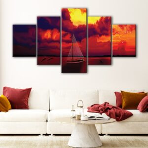 5 panels ocean sunset canvas art