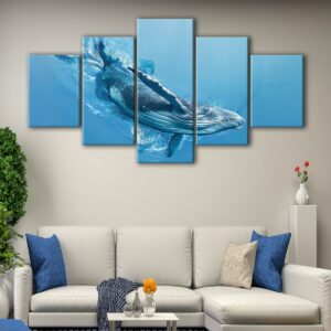 5 panels blue whale canvas art