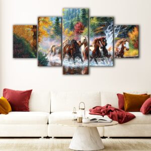 5 panels Wild horses canvas art