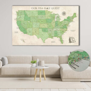 USA golf courses push pin map featured