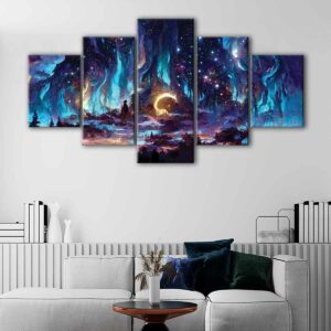 5 panels cosmic ocean canvas art