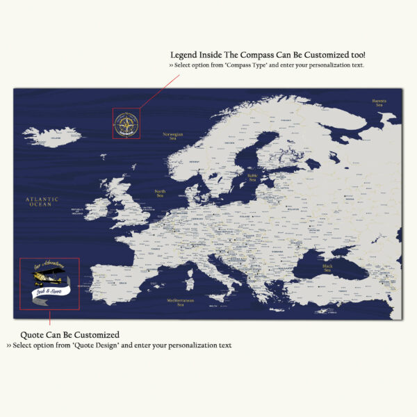 Blue Gold europe map detailed
