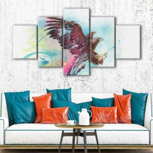 5 panels colorful eagle canvas art