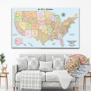 Colorful push pin usa map featured