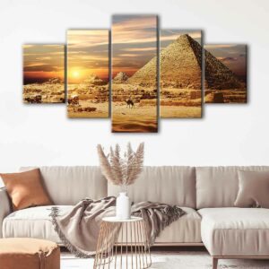 5 panels pyramid landscape canvas art