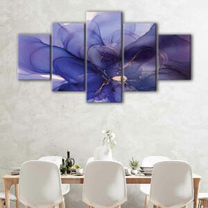 5 panels purple flower abstract canvas art