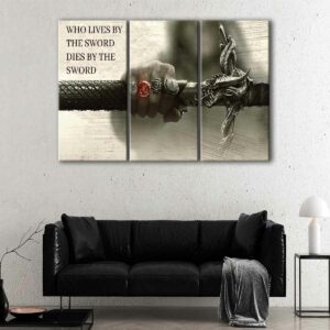 3 panels live by the sword canvas art