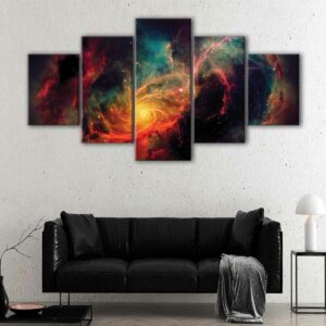 5 panels deep space canvas art