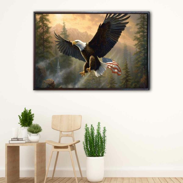 american bald eagle floating frame canvas