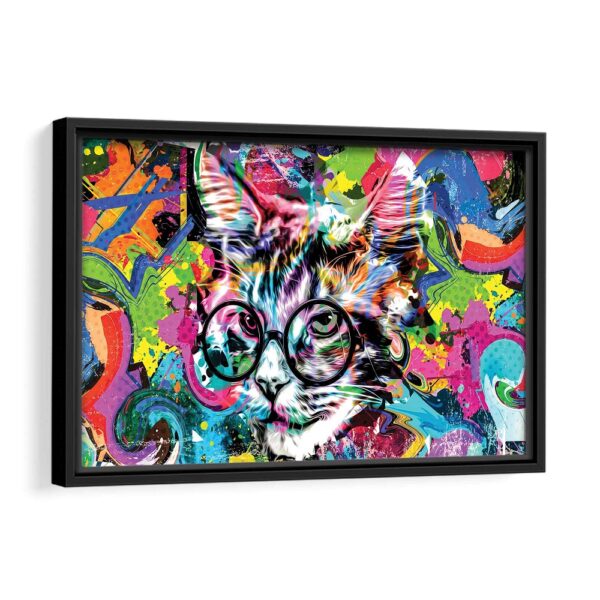 cat graffiti framed canvas black frame
