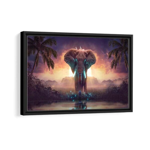 surreal elephant framed canvas black frame
