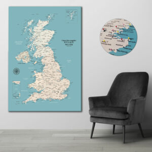 Turquoise push pin UK map featured