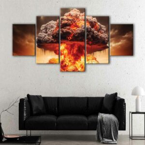 5 panels apocalyptic explosion canvas art