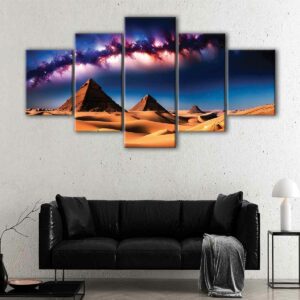 5 panels pyramids in the desert canvas art