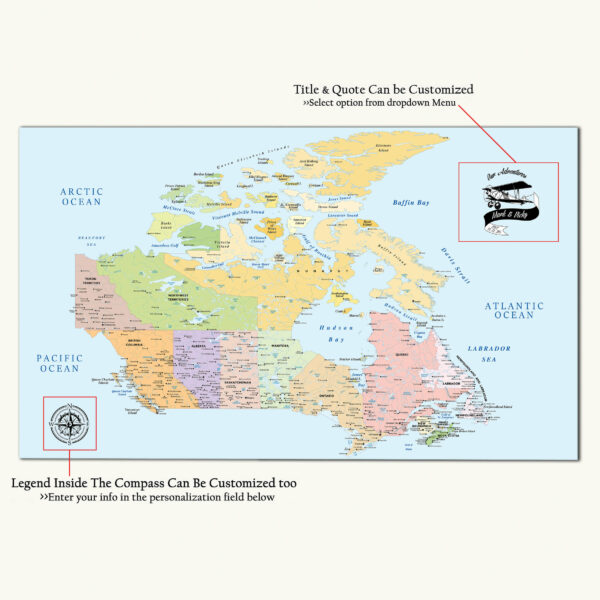 Colorful Canada map detailed