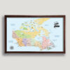 Colorful push pin Canada map - Brown frame