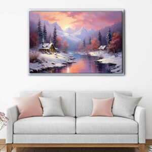 snowy winter floating frame canvas