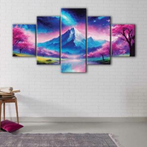 5 panels fantasy mountain canvas art