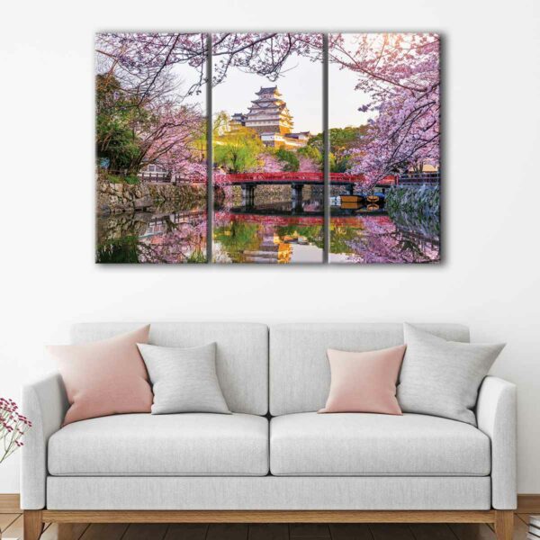 3 panels himeji castle canvas art