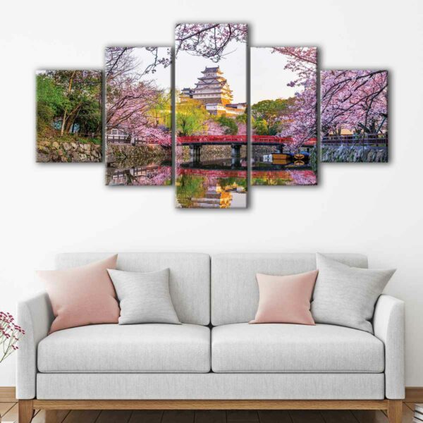 5 panels himeji castle canvas art