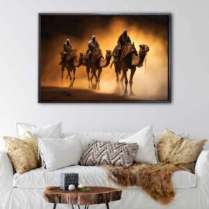 arabian camels floating frame canvas