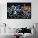 las vegas by night floating frame canvas