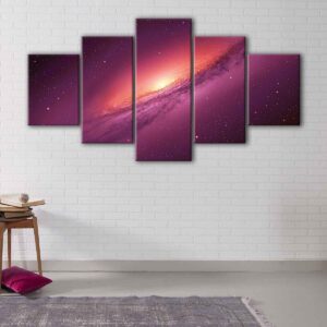 5 panels purple galaxy canvas art