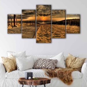 5 panels sea sunset canvas art